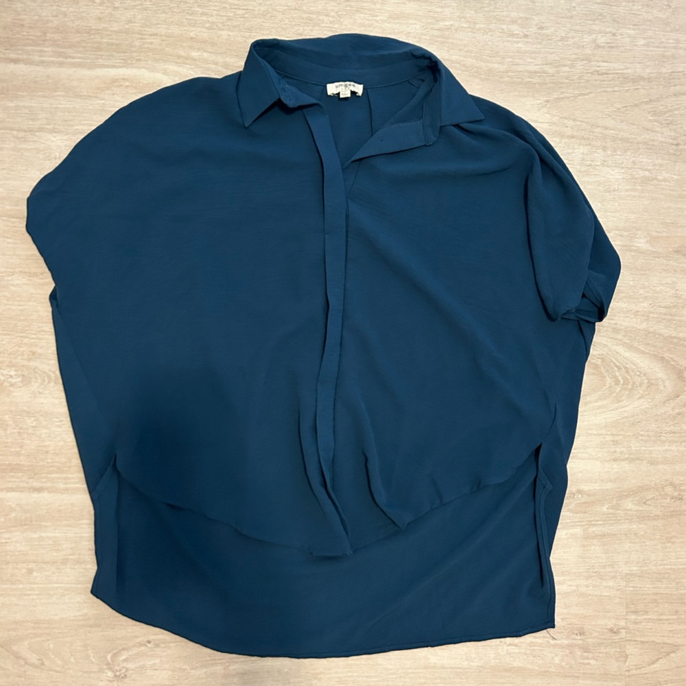 Umgee Deep Blue Button-Up Blouse - Small